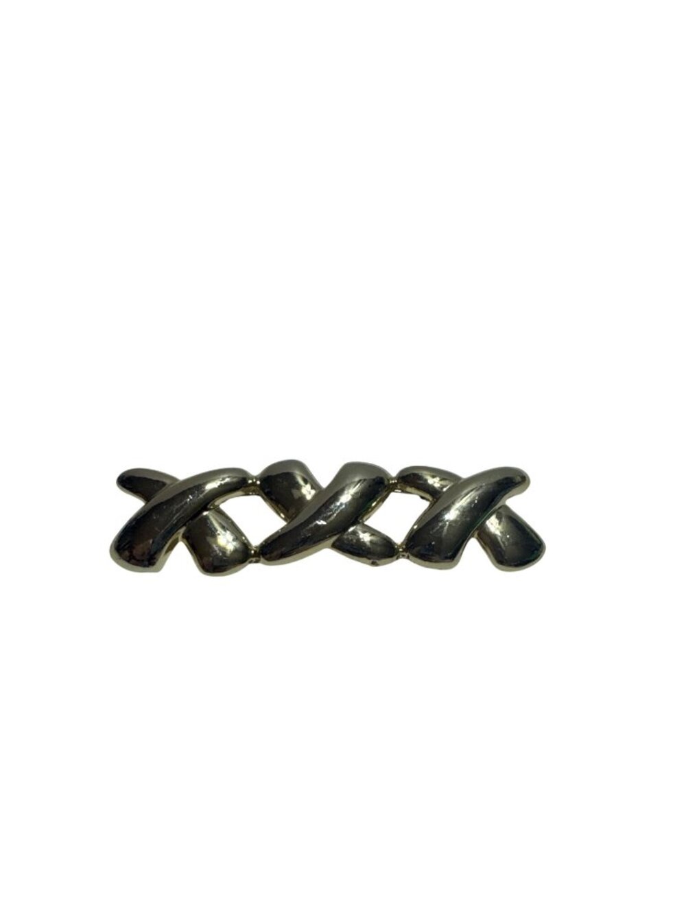 Vintage Bar Brooch Gold-Tone Metal Woven Design Classic Timeless